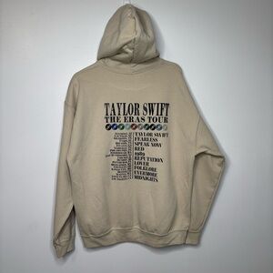 Taylor Swift The Eras Tour Hoodie Unisex L Beige Graphic Sweatshirt